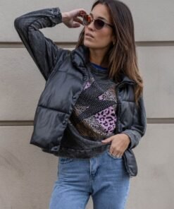 Chaleco puffer ecocuero
