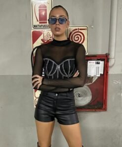 Top transparente con brillos