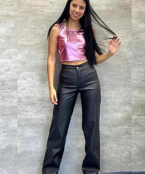 Top platinado rosa