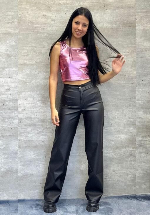 Top platinado rosa