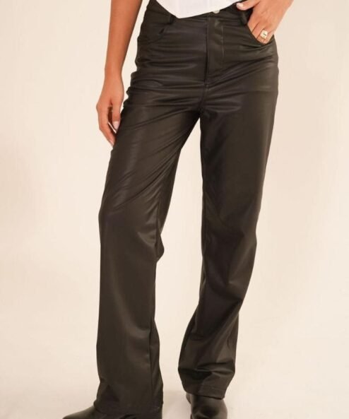 Pantalon ecocuero recto